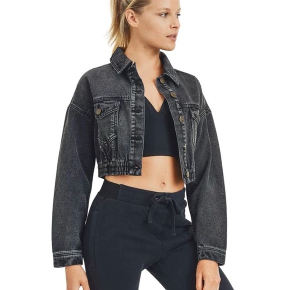 Jean jacket cropped black size small
